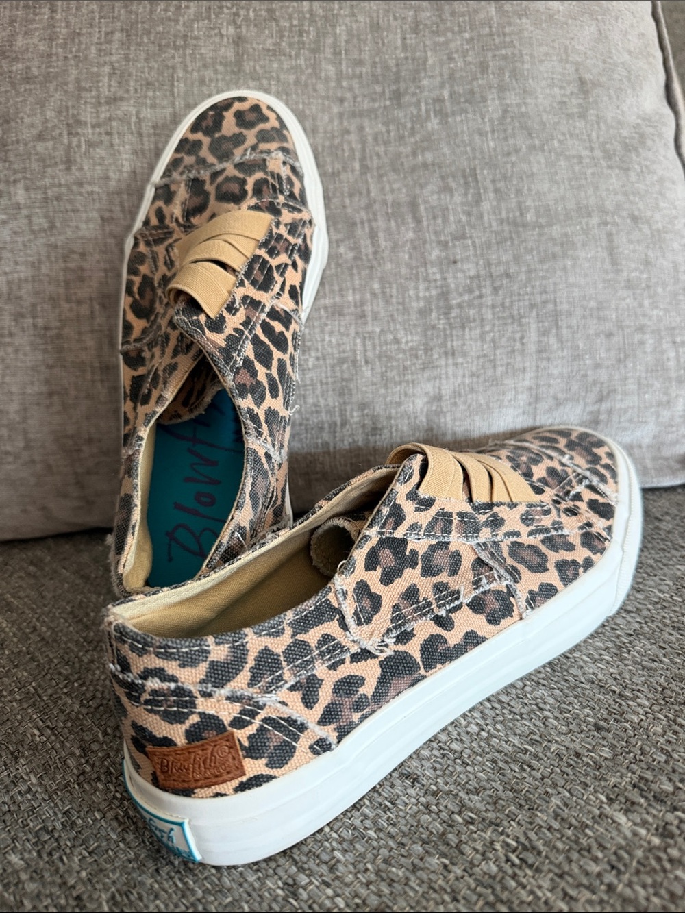 Blowfish Malibu Leopard Print Slip-On Platform Sneakers in Tan - Women Size 8
